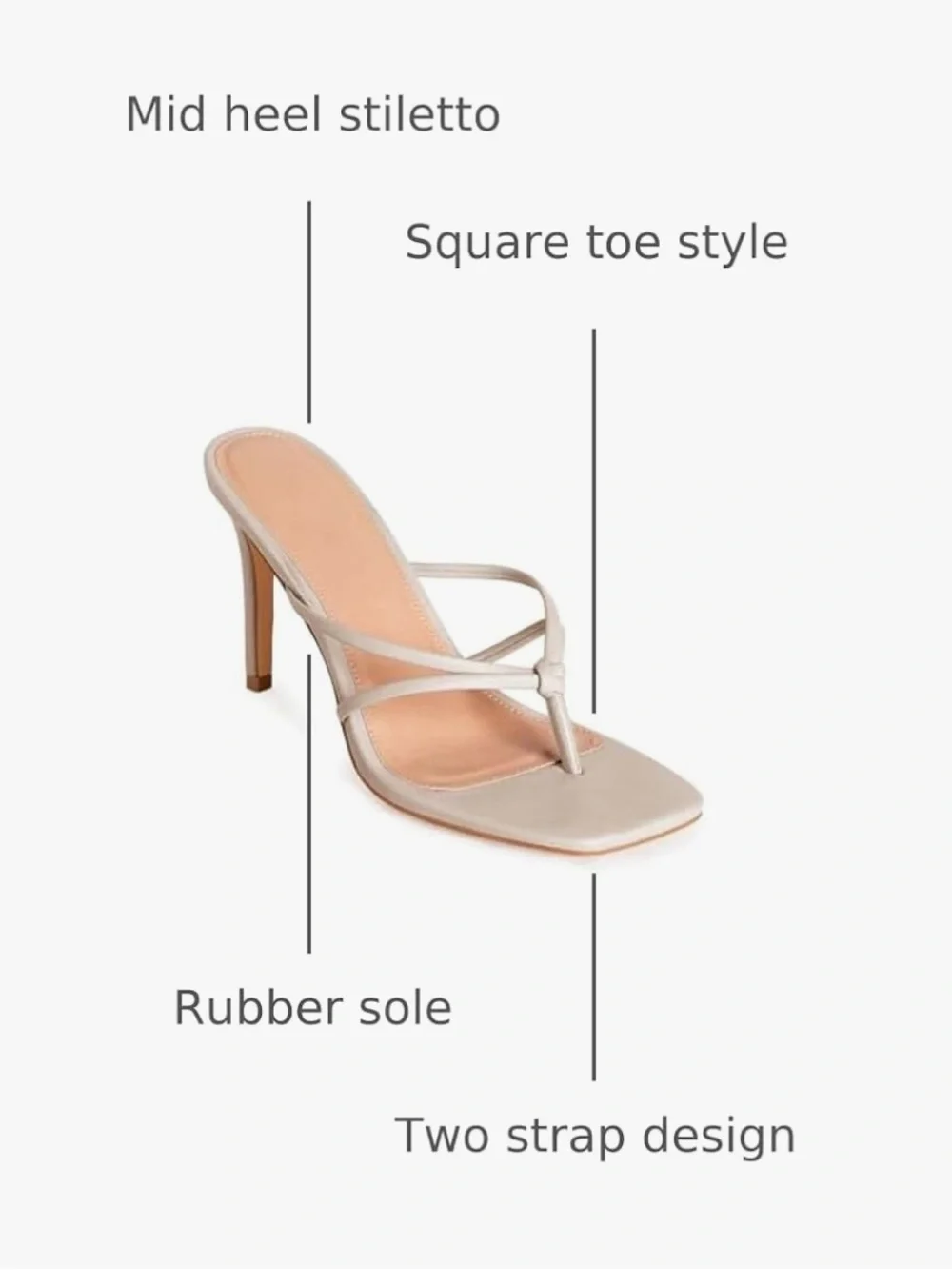 Heeled Strappy Thong Sandal - Beige